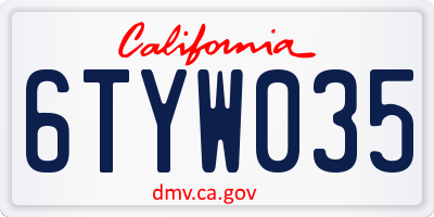 CA license plate 6TYW035