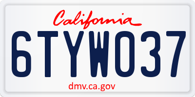 CA license plate 6TYW037