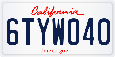 CA license plate 6TYW040