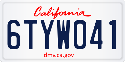 CA license plate 6TYW041