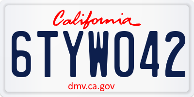 CA license plate 6TYW042