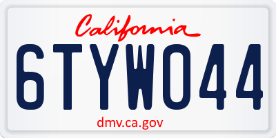 CA license plate 6TYW044