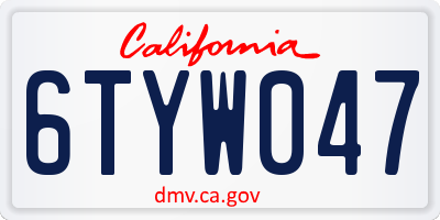 CA license plate 6TYW047