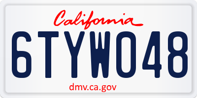 CA license plate 6TYW048
