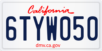 CA license plate 6TYW050
