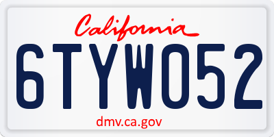 CA license plate 6TYW052