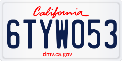 CA license plate 6TYW053