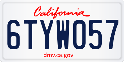 CA license plate 6TYW057