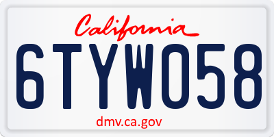 CA license plate 6TYW058