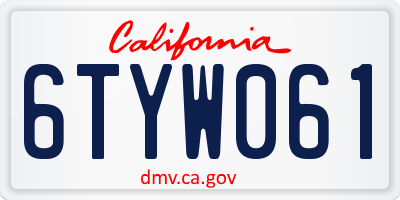 CA license plate 6TYW061