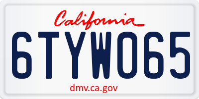 CA license plate 6TYW065