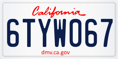 CA license plate 6TYW067