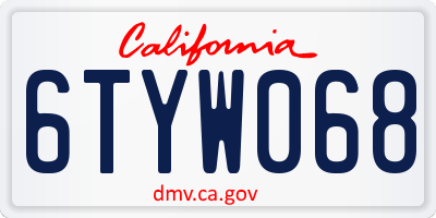 CA license plate 6TYW068