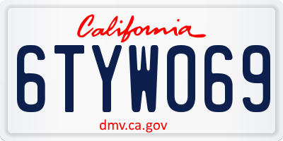 CA license plate 6TYW069