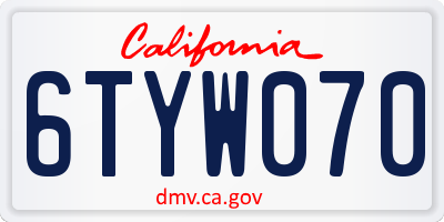 CA license plate 6TYW070