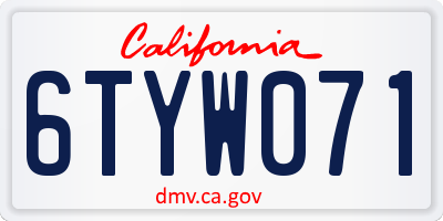 CA license plate 6TYW071