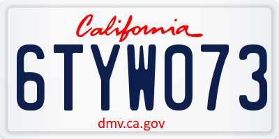 CA license plate 6TYW073
