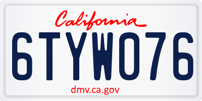 CA license plate 6TYW076