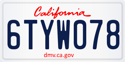 CA license plate 6TYW078