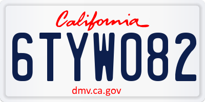 CA license plate 6TYW082