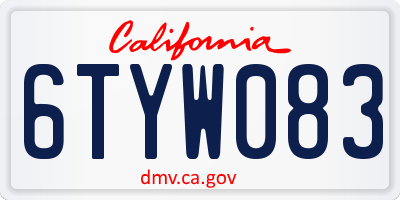CA license plate 6TYW083
