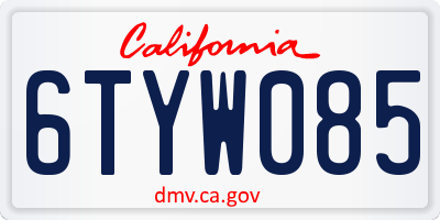 CA license plate 6TYW085