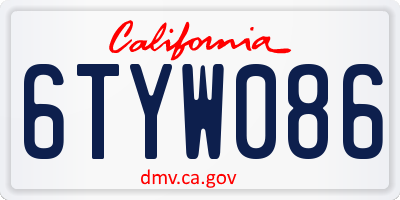 CA license plate 6TYW086