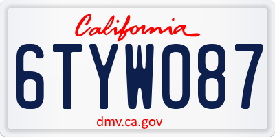 CA license plate 6TYW087