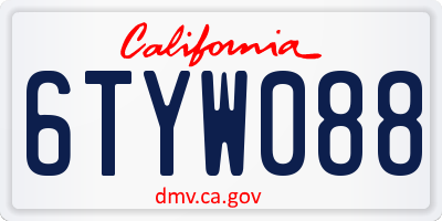 CA license plate 6TYW088