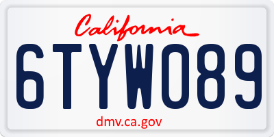 CA license plate 6TYW089