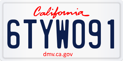 CA license plate 6TYW091