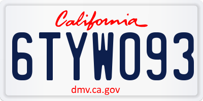 CA license plate 6TYW093