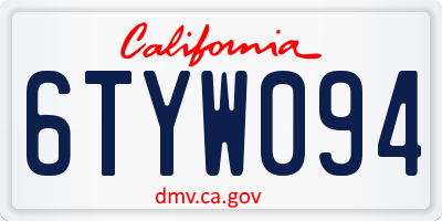 CA license plate 6TYW094