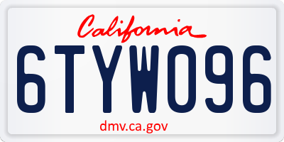 CA license plate 6TYW096