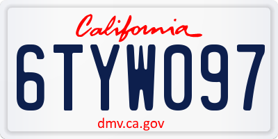 CA license plate 6TYW097