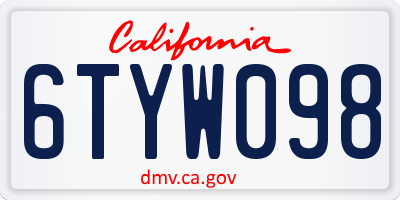 CA license plate 6TYW098