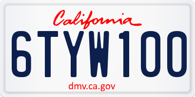 CA license plate 6TYW100