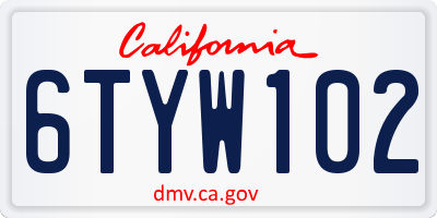 CA license plate 6TYW102