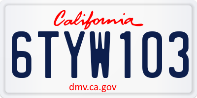 CA license plate 6TYW103