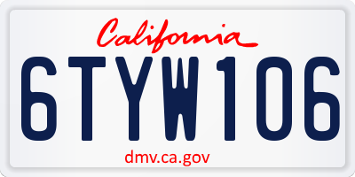 CA license plate 6TYW106