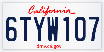 CA license plate 6TYW107