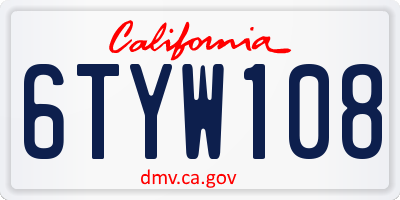 CA license plate 6TYW108