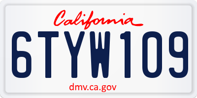CA license plate 6TYW109