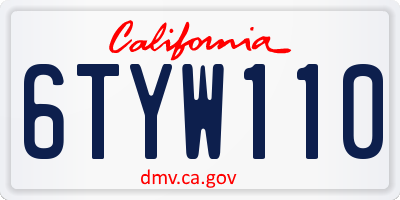 CA license plate 6TYW110