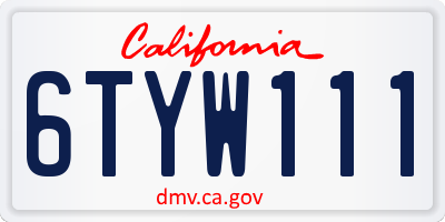 CA license plate 6TYW111