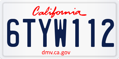 CA license plate 6TYW112