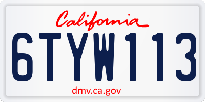 CA license plate 6TYW113