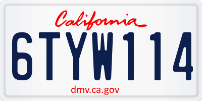 CA license plate 6TYW114