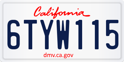 CA license plate 6TYW115