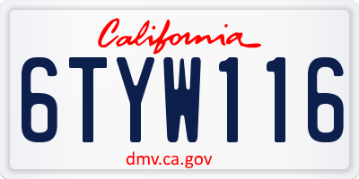 CA license plate 6TYW116